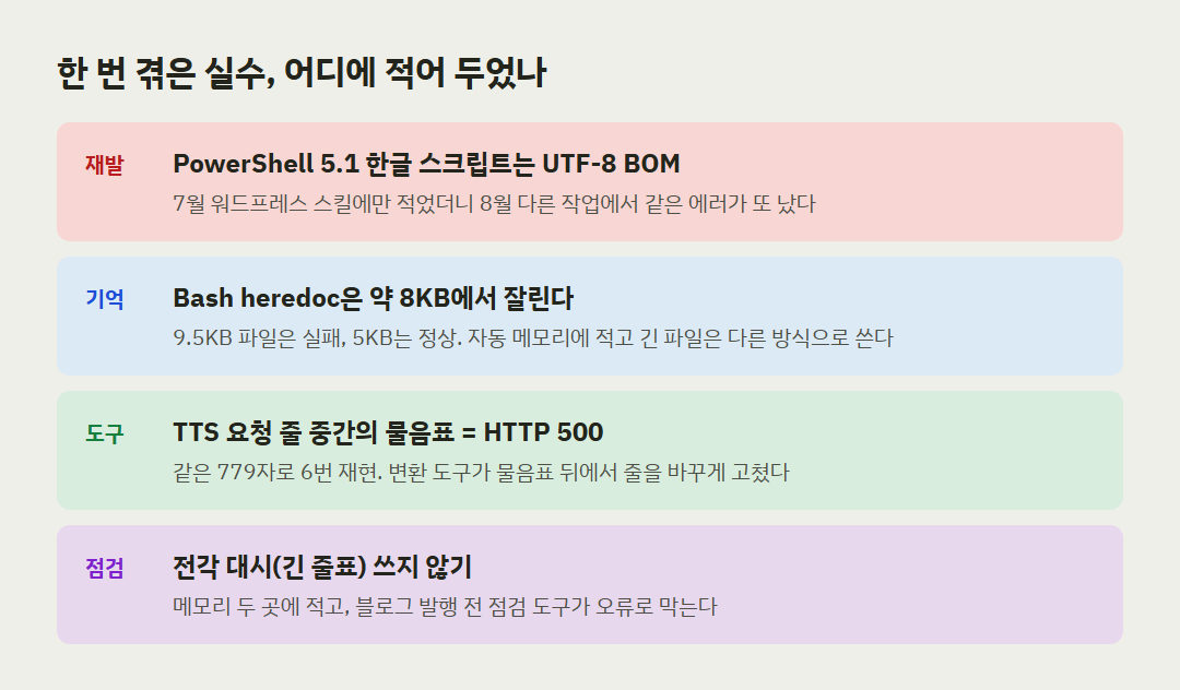 클로드 코드 메모리와 스킬에 기록한 실수 사례 4가지
